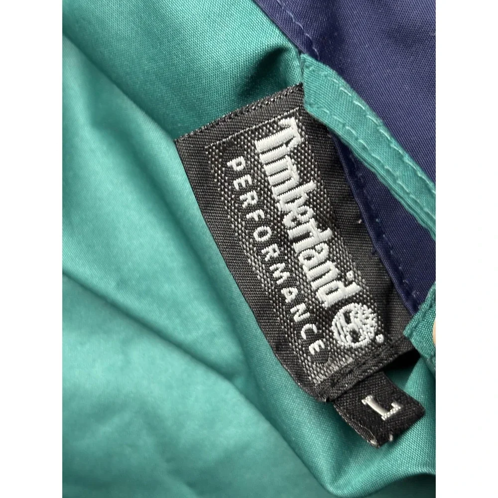 Timberland Jacket Mens Large Green 1/2 Zip Hooded Windbreaker Performance Anorak